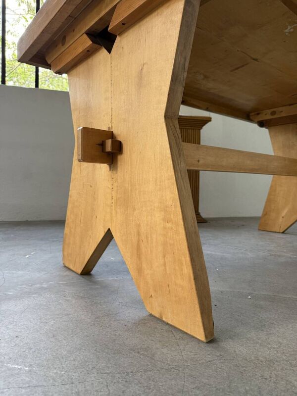 Table, mobilier de montagne en hêtre, 1950