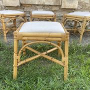 4 tabourets vintage bambou et rotin – années 60/70