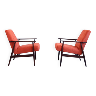 1960 Henryk Lis mid century armchair in rusty orange