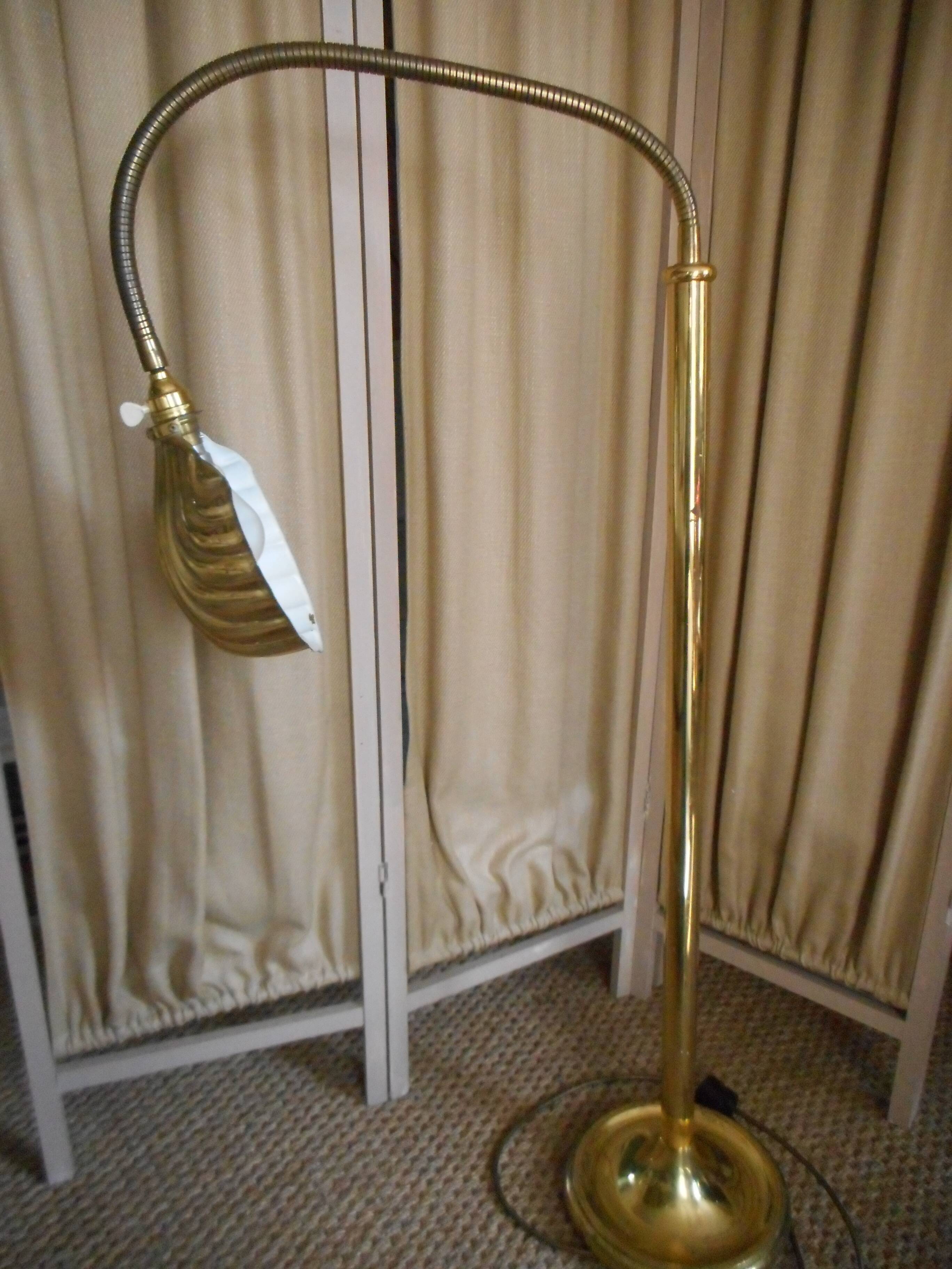 art deco floor lamp in brass shell shape flexible adjustment