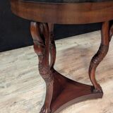 Empire style mahogany tripod pedestal table with swan neck legs