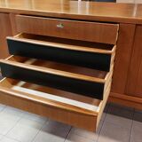 Enfilade scandinave vintage en teck avec portes à rideau