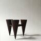 Scandinavian tripod candle holder in carved wood, design from around 1970.