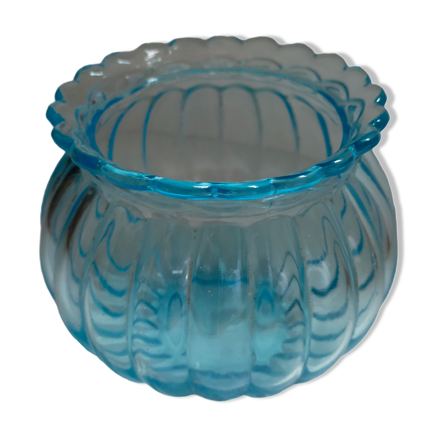 Blue ball vase signed