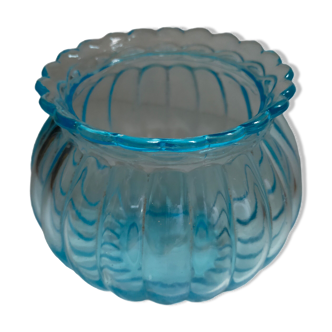 Vase bleu boule signé