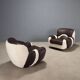 Pair of vintage armchairs in faux leather, foam, design, Italy, 1970s