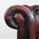Cowhide leather English chesterfield armchair on wheels