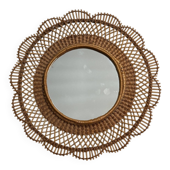 1960s Rattan Mirror France