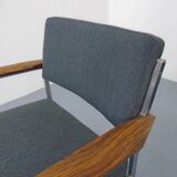 Vintage Square Tubular Rosewood and Steel Armchairs, Germany, 1960s, Set of 2