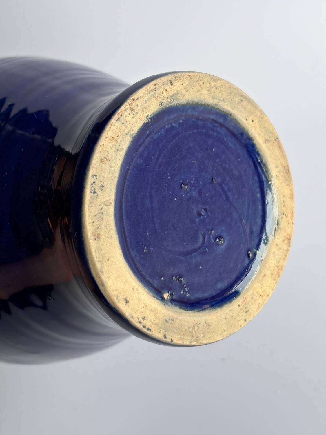 Blue earthenware amphora vase