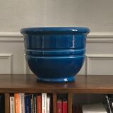 Blue ceramic pot cover