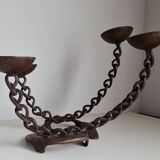 Pair of brutalist wrought iron candlesticks or lamp / Franz West style / 70s / vintage / artisanal work / Mid-Century