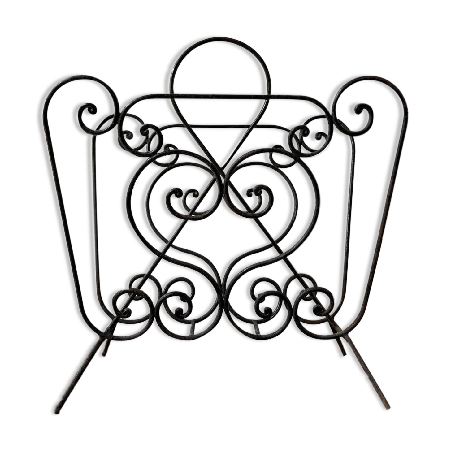 Vintage 50s cast iron magazine rack