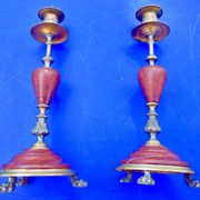 Bougeoirs bronze marbre griotte  xixème