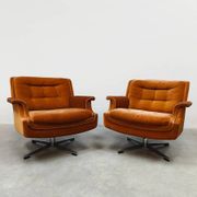 Midcentury lounge set swivel armchairs & sofa 'Madmen style'