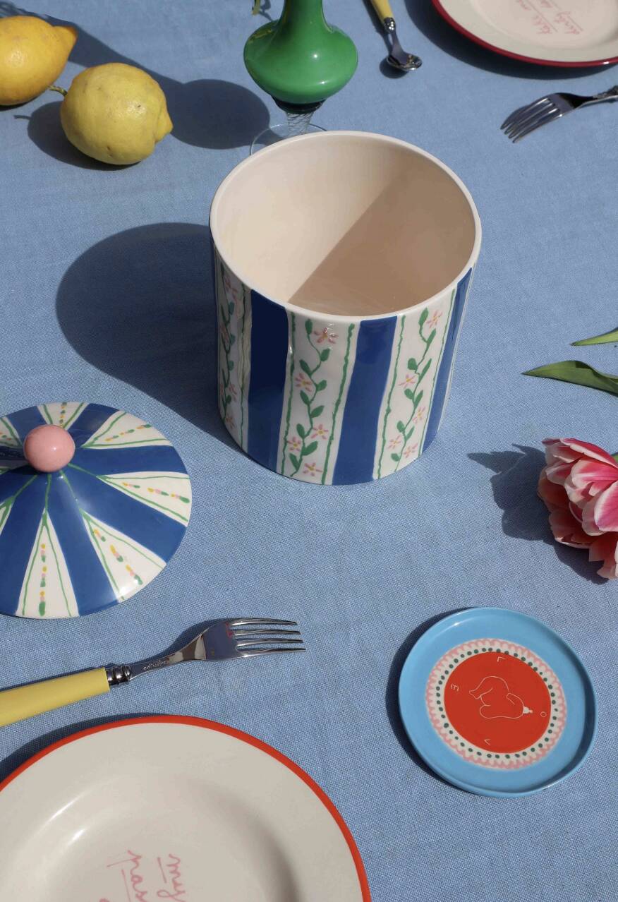 Blue earthenware box