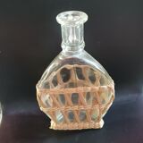 Vintage Half Sphere glass vase with rattan cladding