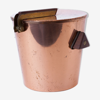 vintage ice bucket, copper ice bucket, wood handles, cooler, cooler