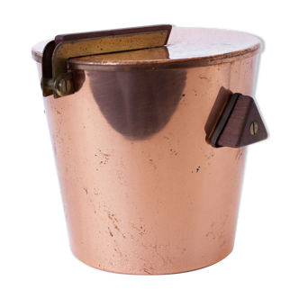 vintage ice bucket, copper ice bucket, wood handles, cooler, cooler