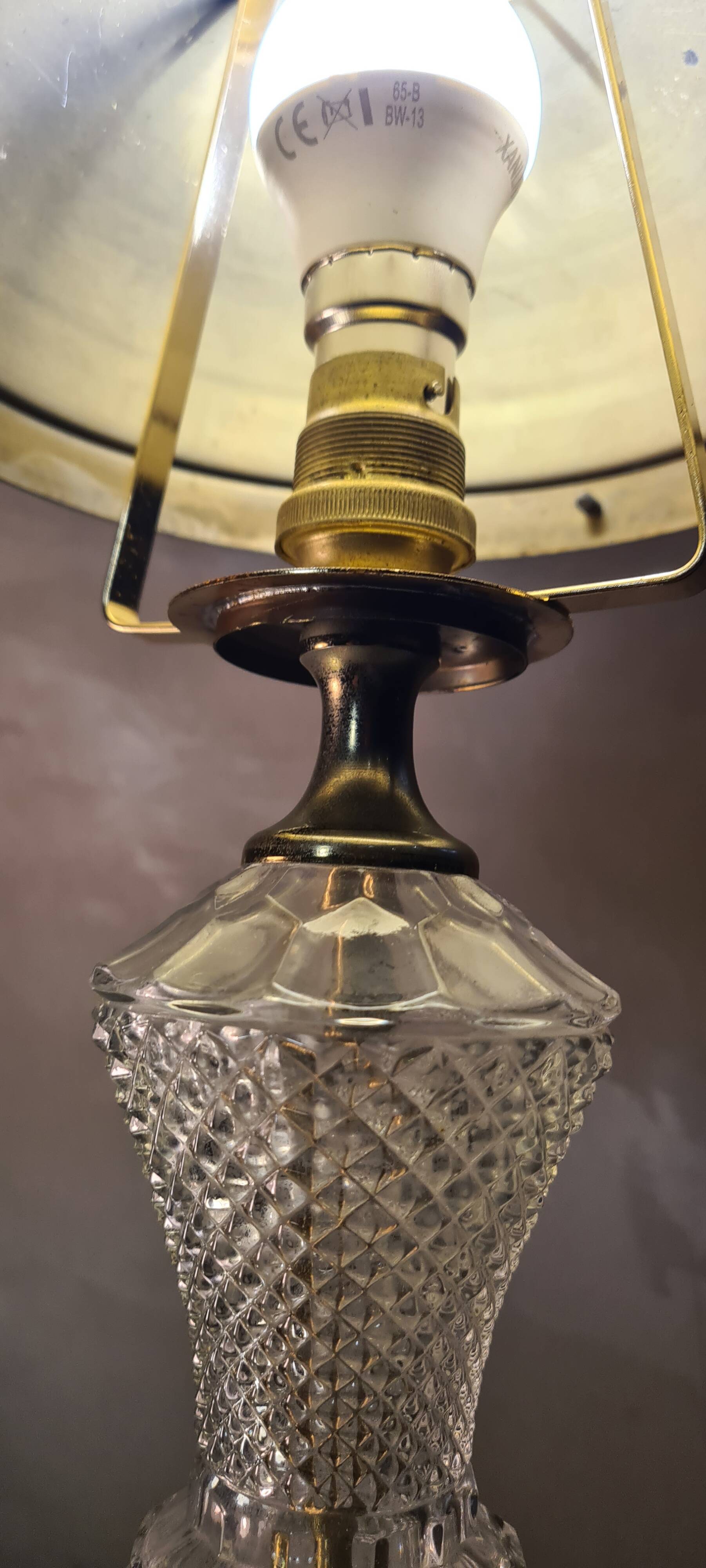 glass and brass lamp 1950 elec ok: 42x17, very good condition