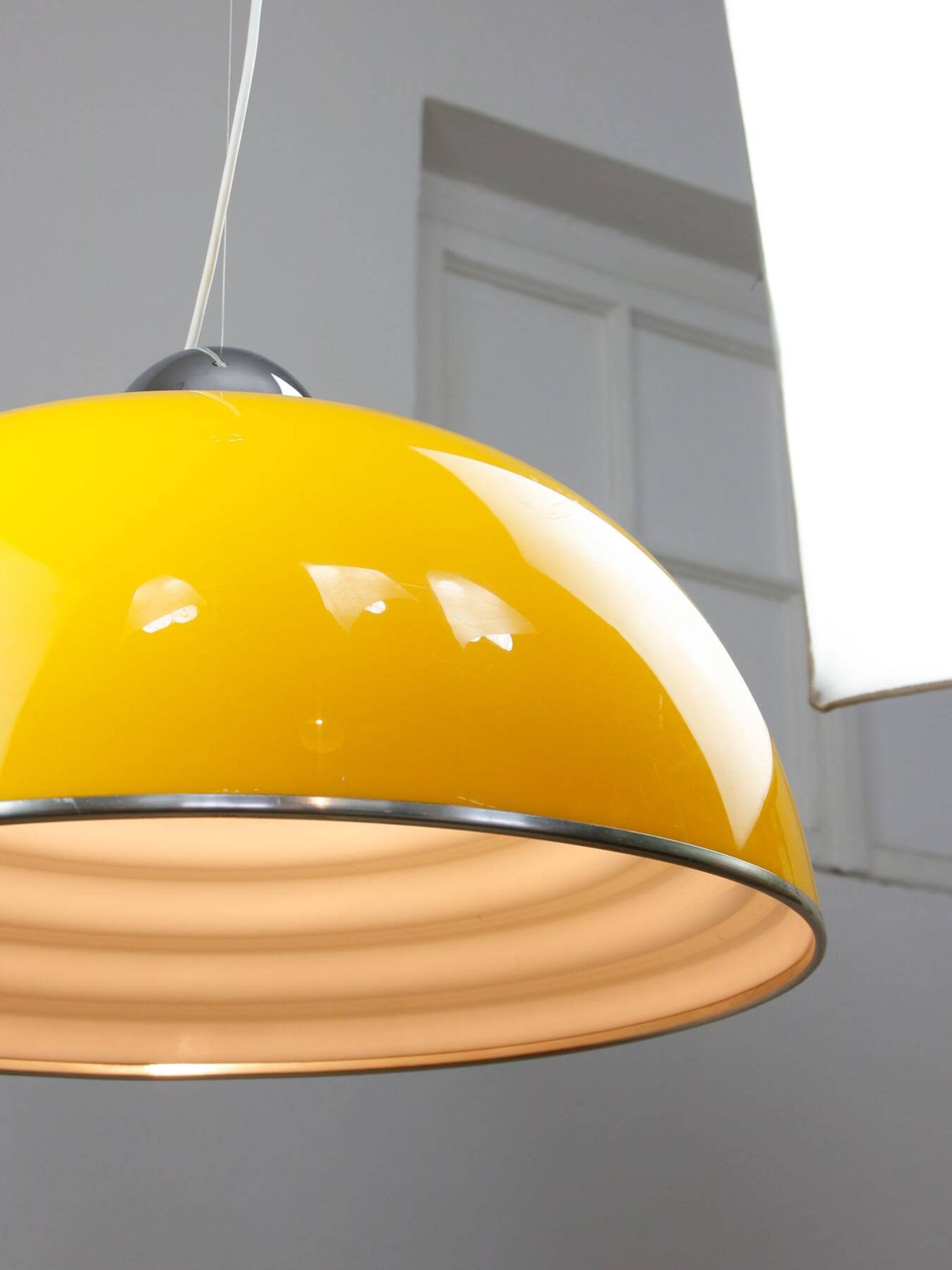 Rare Large Yellow Space-age Pendant from Guzzini, 1970s