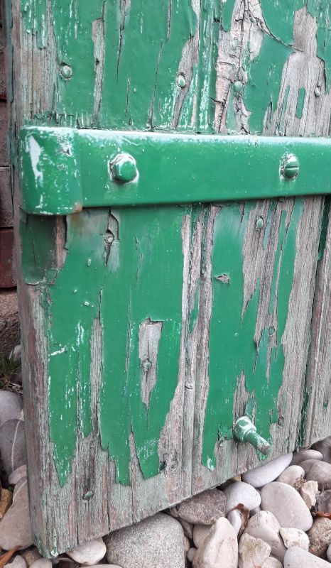 Pair of shutters H125xL87cm old painted fir