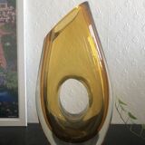 Yellow art deco vase in Murano style