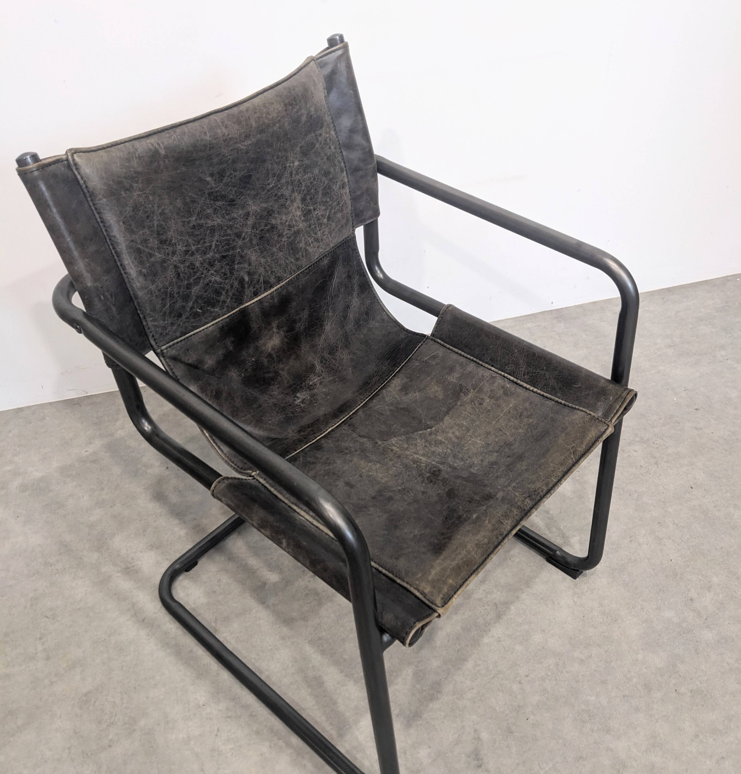 Four vintage Bauhaus tubular chairs.