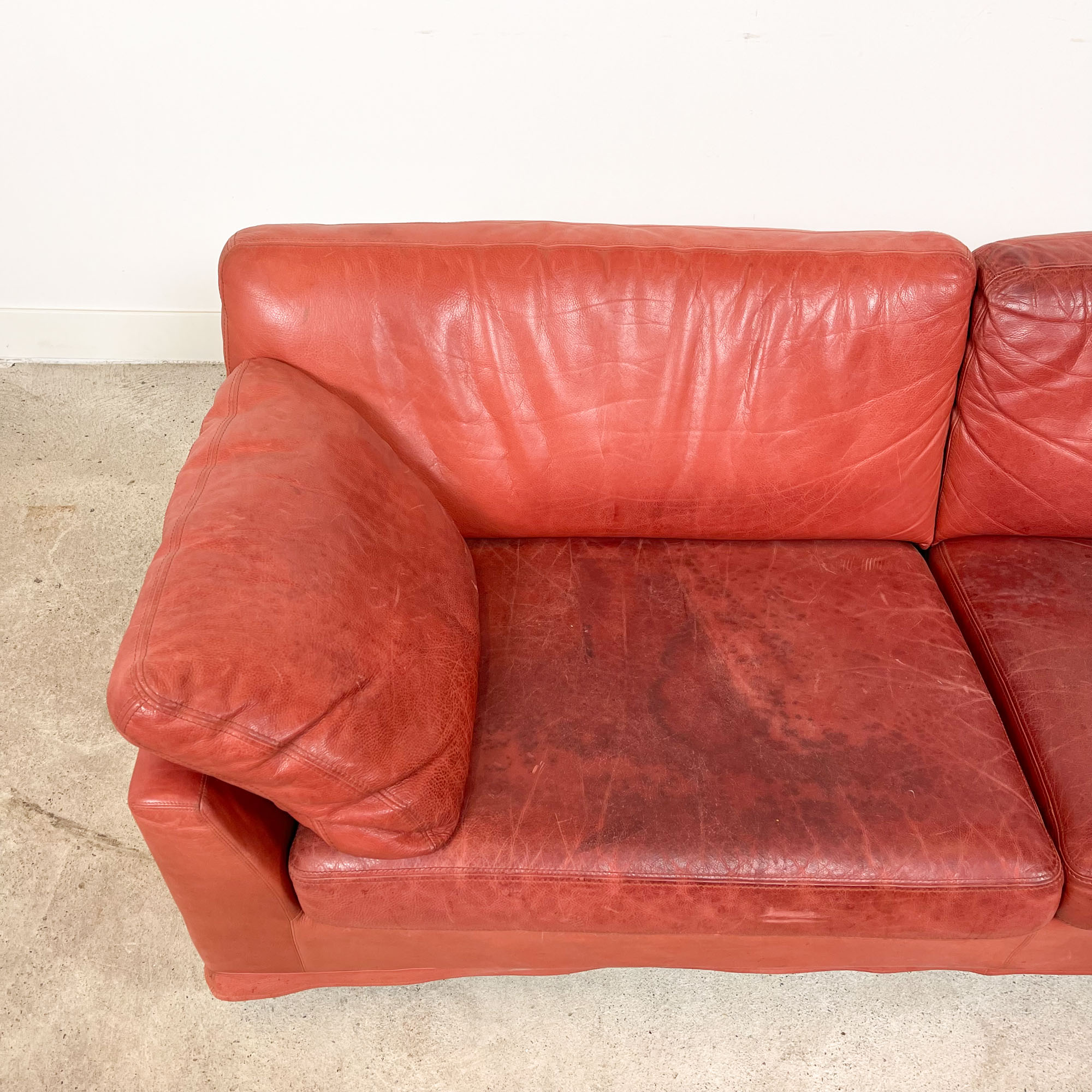 Vintage Red leather sofa by Kenneth Bergenblad model Fredrik for DUX