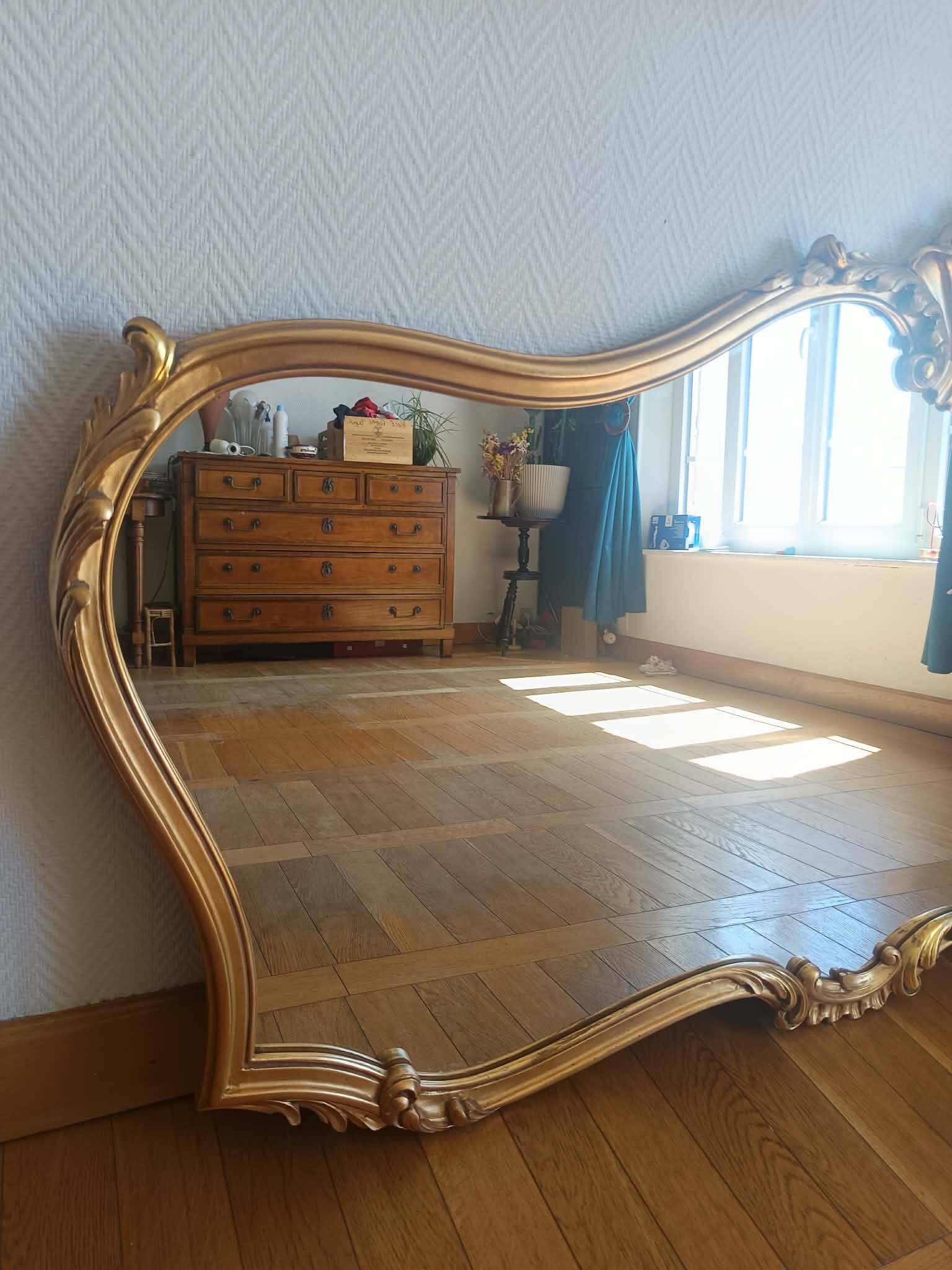 Grand miroir bois doré style Louis XV 166cm