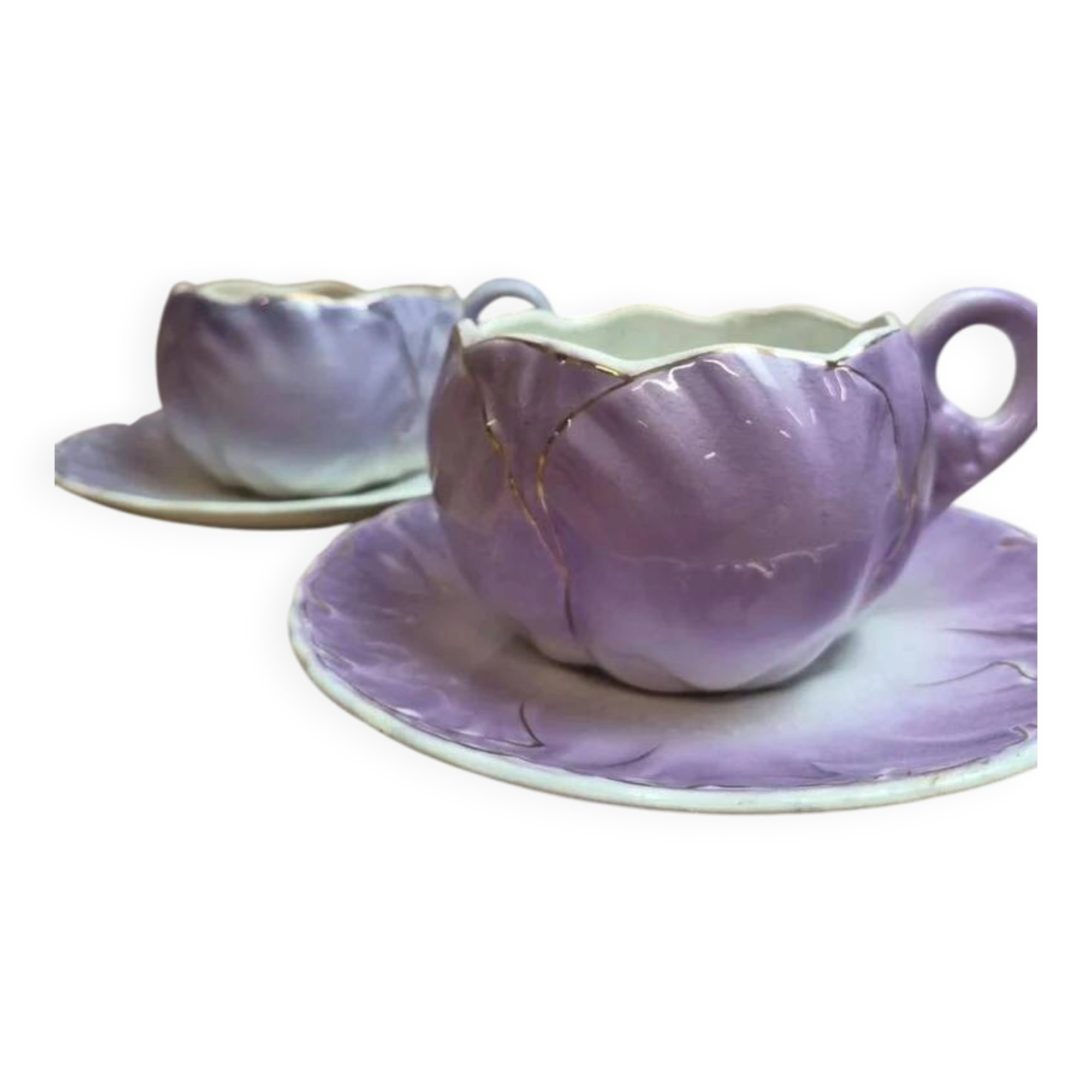 2 large breakfast/chocolate cups K&G Lunéville with saucers