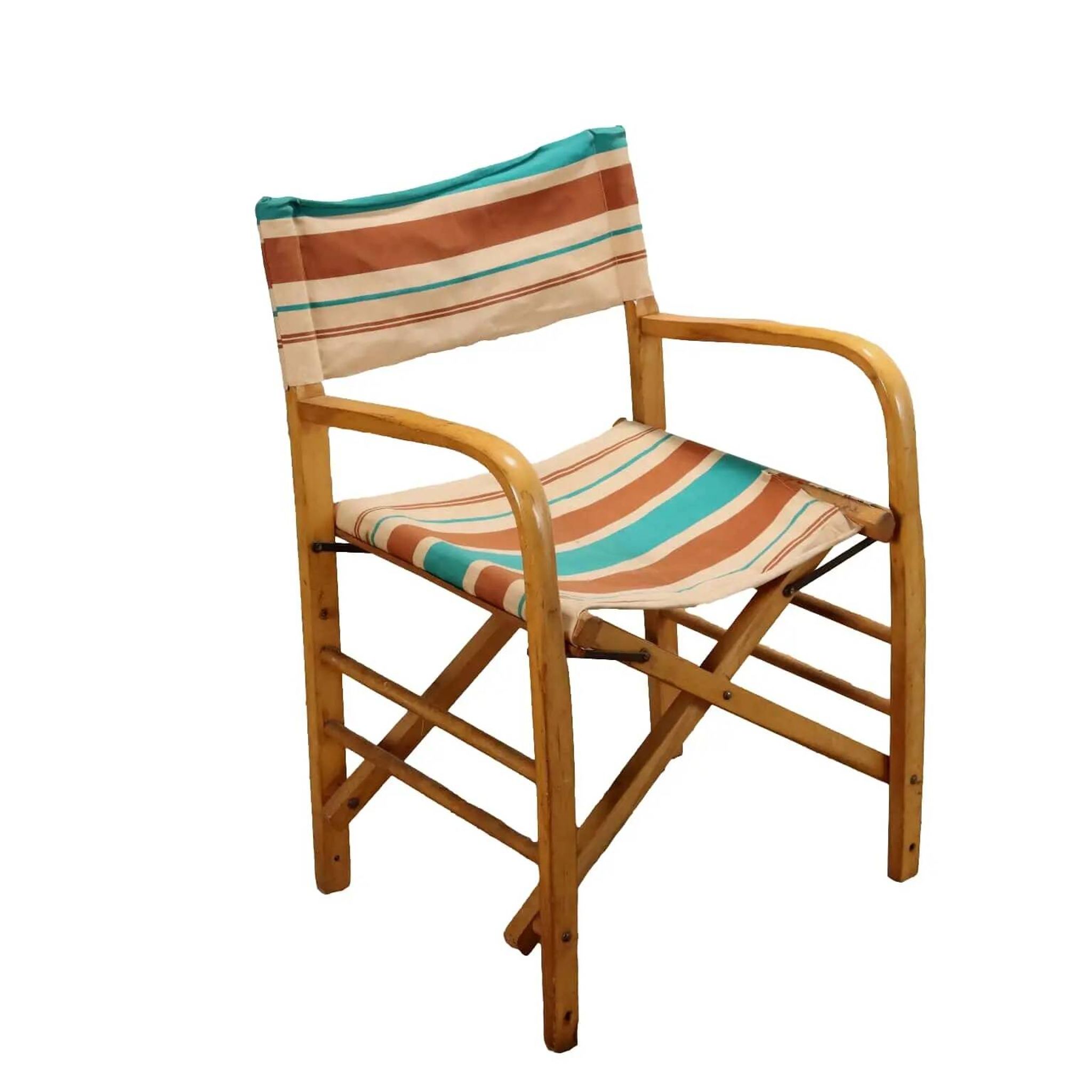 Vintage folding chair from the 1950s-60s in beech and fabric, Italy.