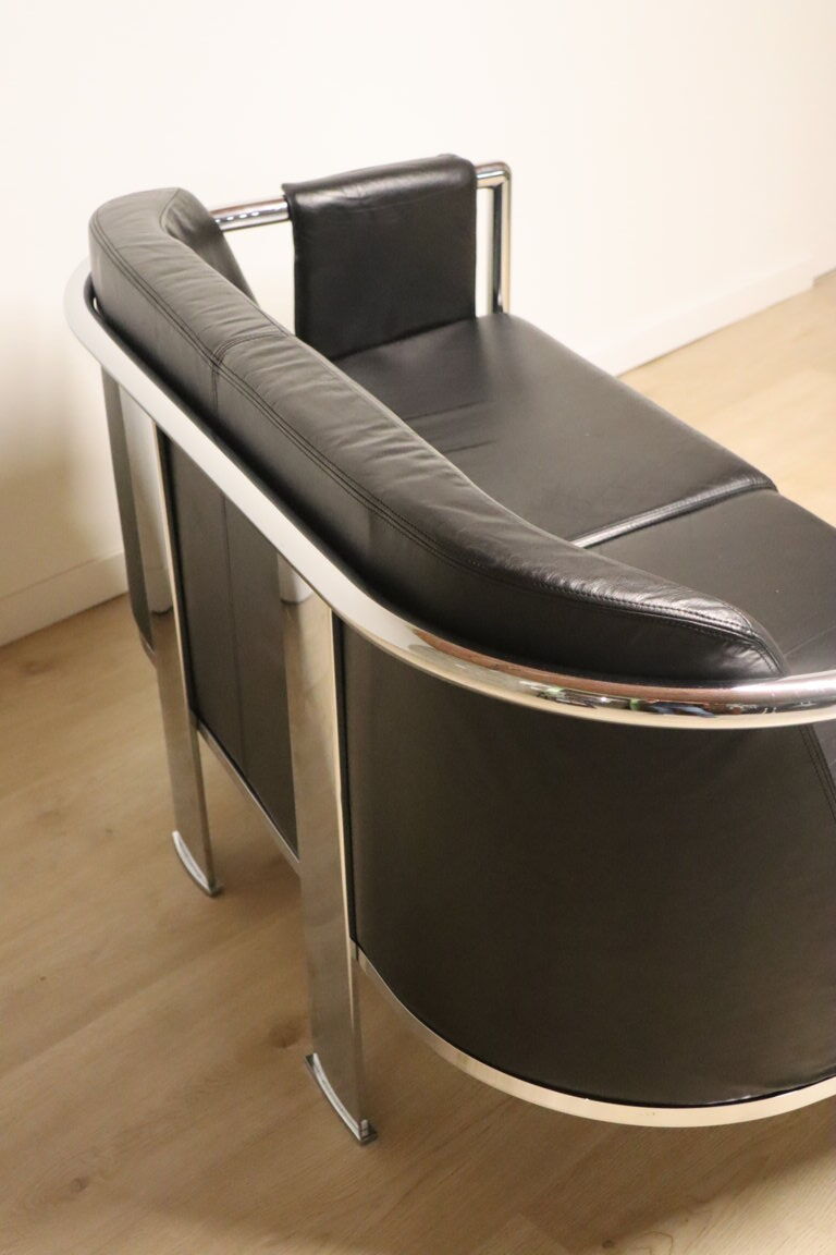 Vintage sofa in synthetic leather and chrome metal, 1970s