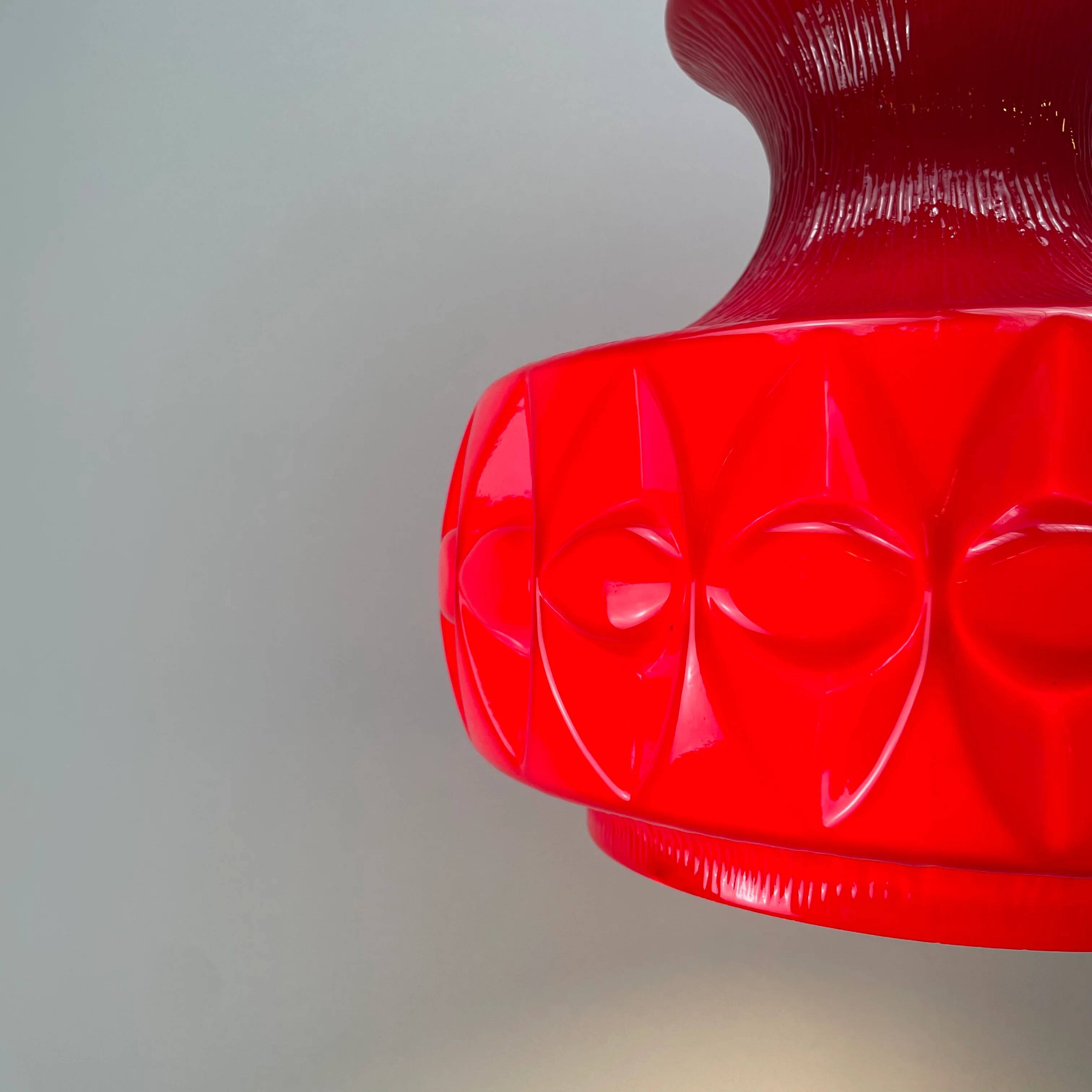 Red glass pendant by Peill and Putzler 1960