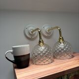 Pair of vintage bubble globe wall lights