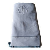 Drap ancien Lin en coton Monogramme AT - 225 x 310 cm