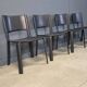Chaises de salle à manger vintage en cuir noir, Italie, années 1980.