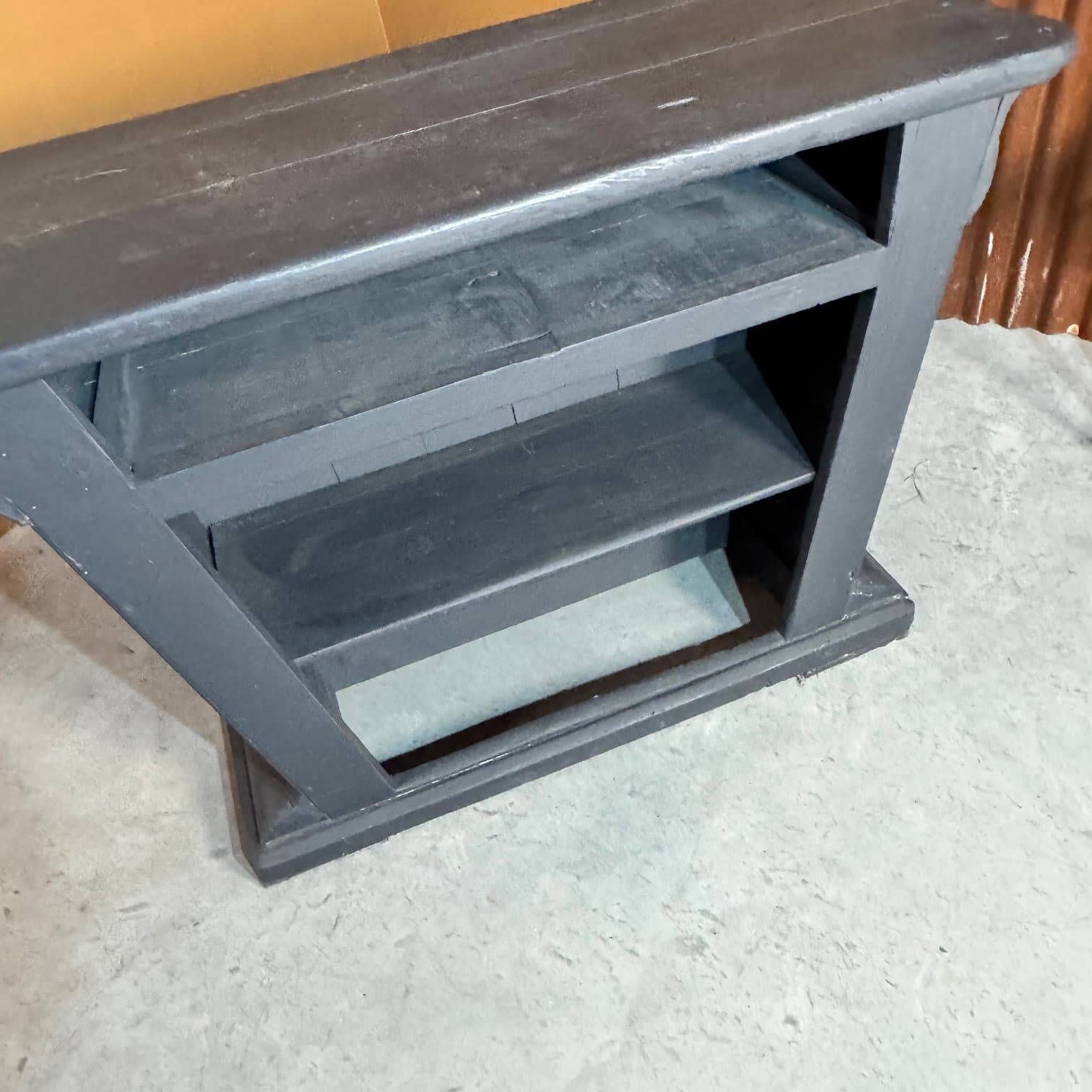 Old wooden counter, black patina