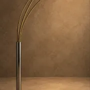 Three-arc floor lamp brass marble Italy circa 1980