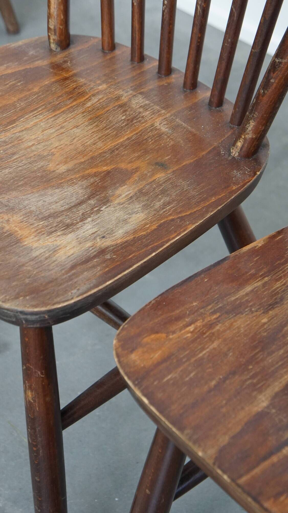 Set of 2 Vintage Wooden Spindle Windsor Chairs from the 1970s