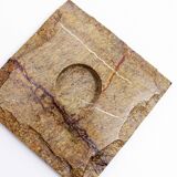 Pair of brutalist travertine candle holders