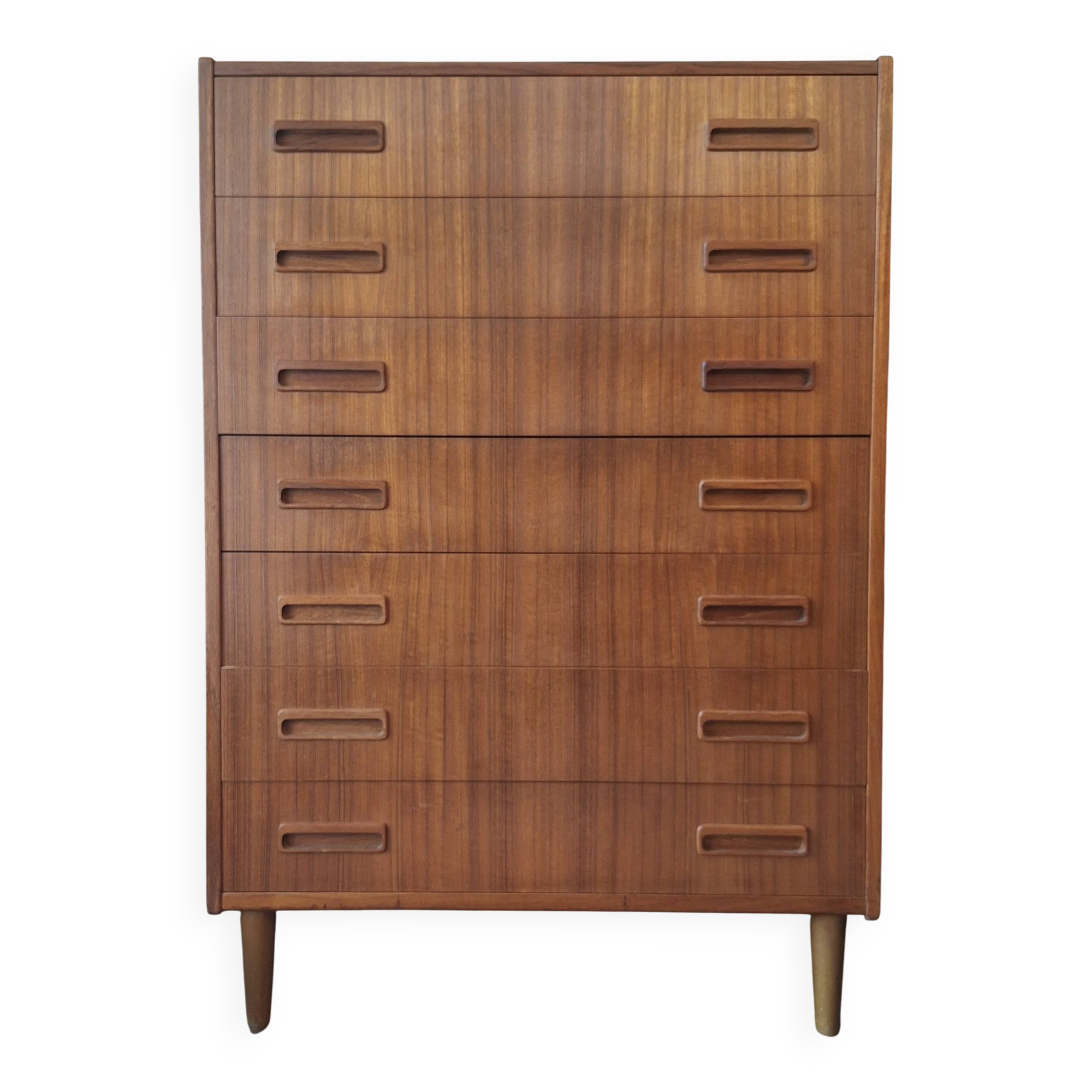 Teak chest of 7 drawers by Borge Dam, Denmark 1960s