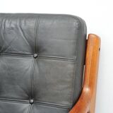 Senator sofa with black leather cushions by Ole Wascher for France and Son