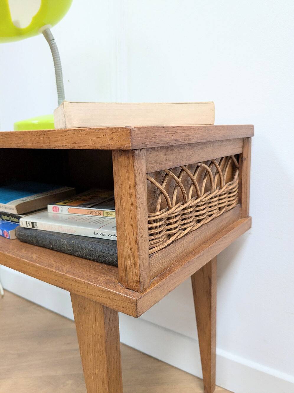 Vintage rattan bedside table