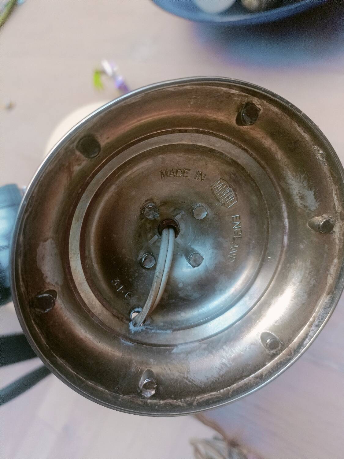 English lamp base, ostrich egg