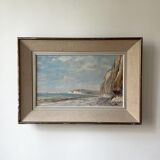Oil on canvas - Cliffs and beach edge - F. Letailleur