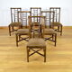 Série de 6 chaises en bambou & tissu 1980