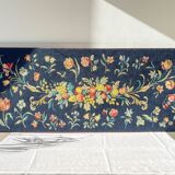 Large vintage canvas tapestry with floral pattern 1970