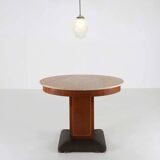 Table d'appoint Art Déco de De Coene Freres avec marqueterie en bois et plateau en marbre, années 1930
