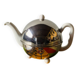 Old insulating teapot in ceramic and chrome metal - Dovo Tiel